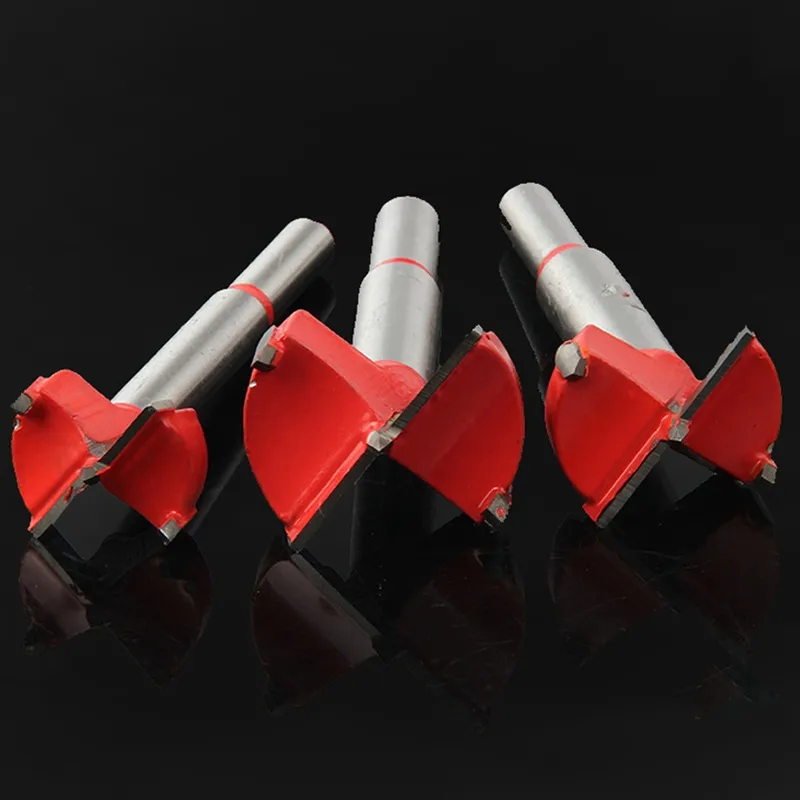 Red Woodworking Hole Saw Woodworking Flat Wing Drill Carbon Drill Bit Steel Woodworking Hole Saw Set Auger Opener Drilling Wood Round Shank