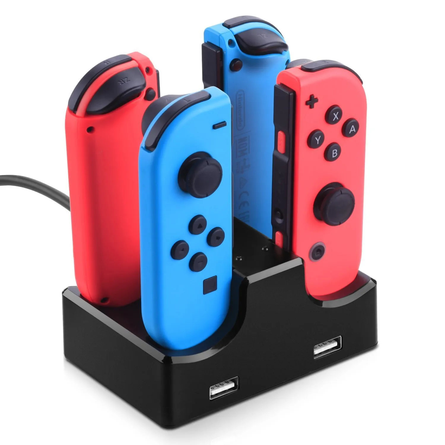 Iplay 4 i 1 Laddningsdocka Station LED Charger Cradle för Nintendo Switch 4 Joy-Con Controllers Nintend Switch NS Laddning Stand / 