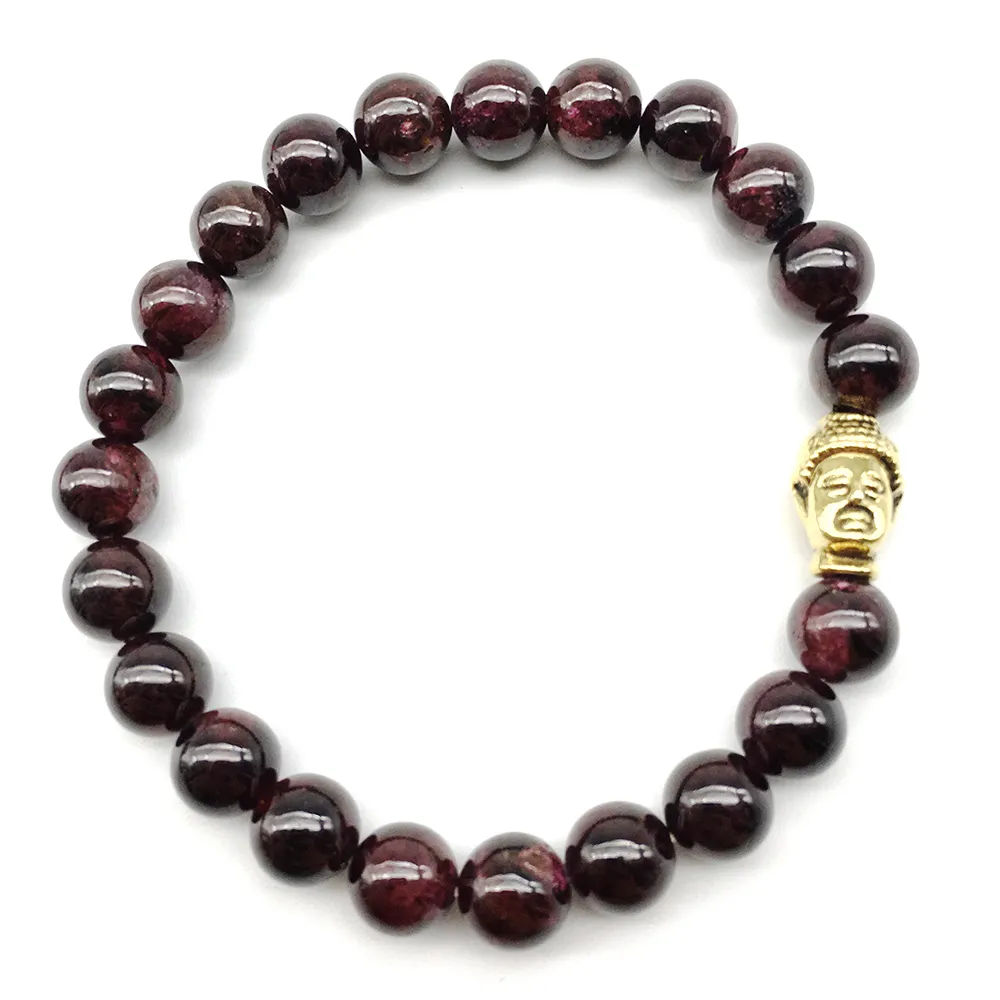 SN1256 en vente Bracelet tête de bouddha grenat naturel Bracelet pour hommes nouveauté Design Vintage bijoux Bracelet de bouddha