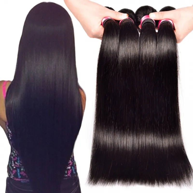 7A Indiano Cabelo Humano Em Linha Reta Tece Extensão Do Cabelo Não Transformados Cor Natural 3 pçs / lote 8-30 polegada DHL Frete Grátis