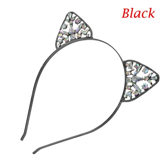 Femmes filles cheveux cerceau paillettes cristal métal strass chat oreille bandeau bandeau Costume fête habillage bandeaux