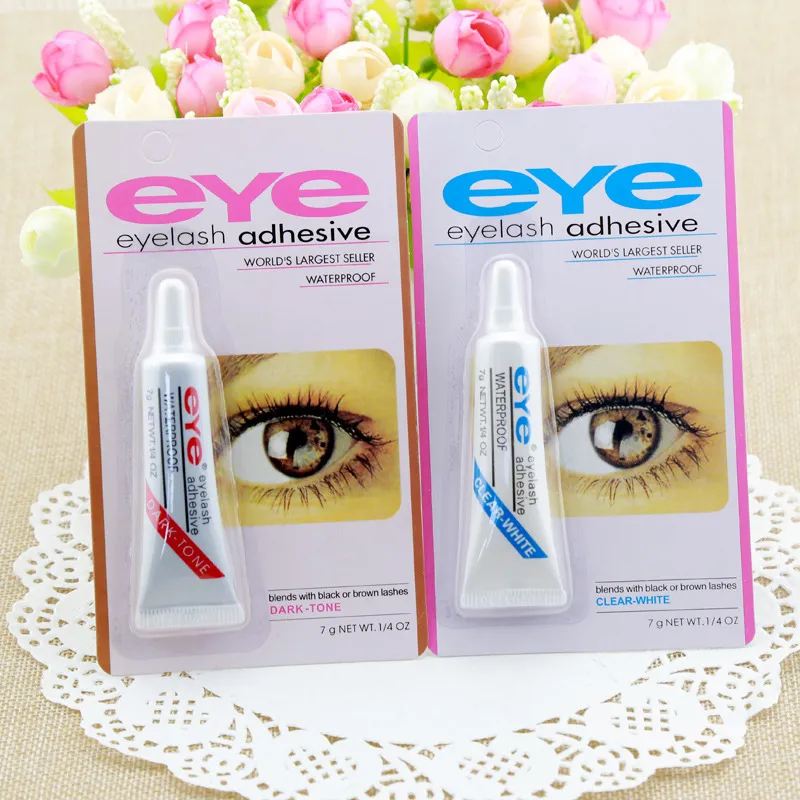 DHL Free 7g Eye Lash Glue Black White Makeup Eye Lash Adhesive Waterproof False Eyelashes Adhesives Glue White And Black Available 