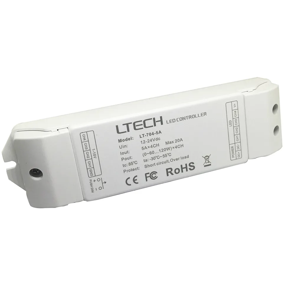 LED-Controller für Einfarbige Led-streifen Dimmbare PWM Digital Dimmen 240 Watt 480 Watt 20A Dimmen Fahrer LT-704-5A 4CH CV 0-10 V 1-10 V