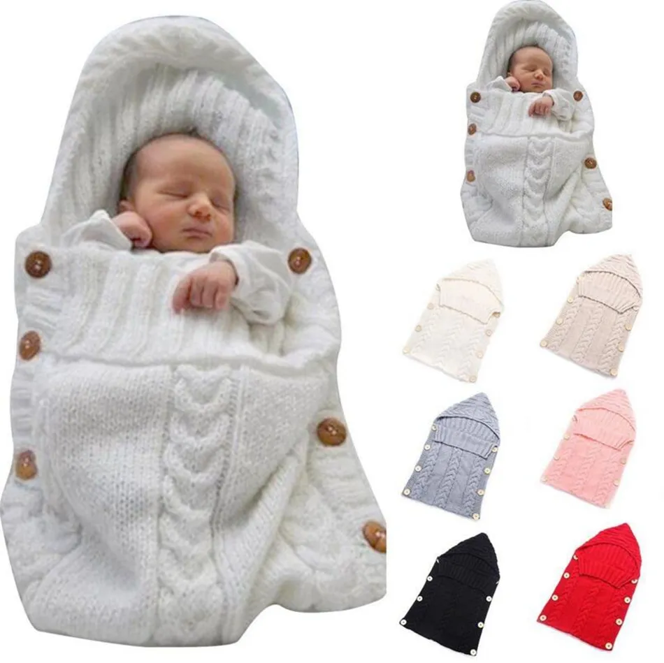 新生児のニット寝袋赤ちゃん手作り毛布幼児冬のラップ写真スワッドリング保育園ベビーカーカートスワドルローブOOA3850