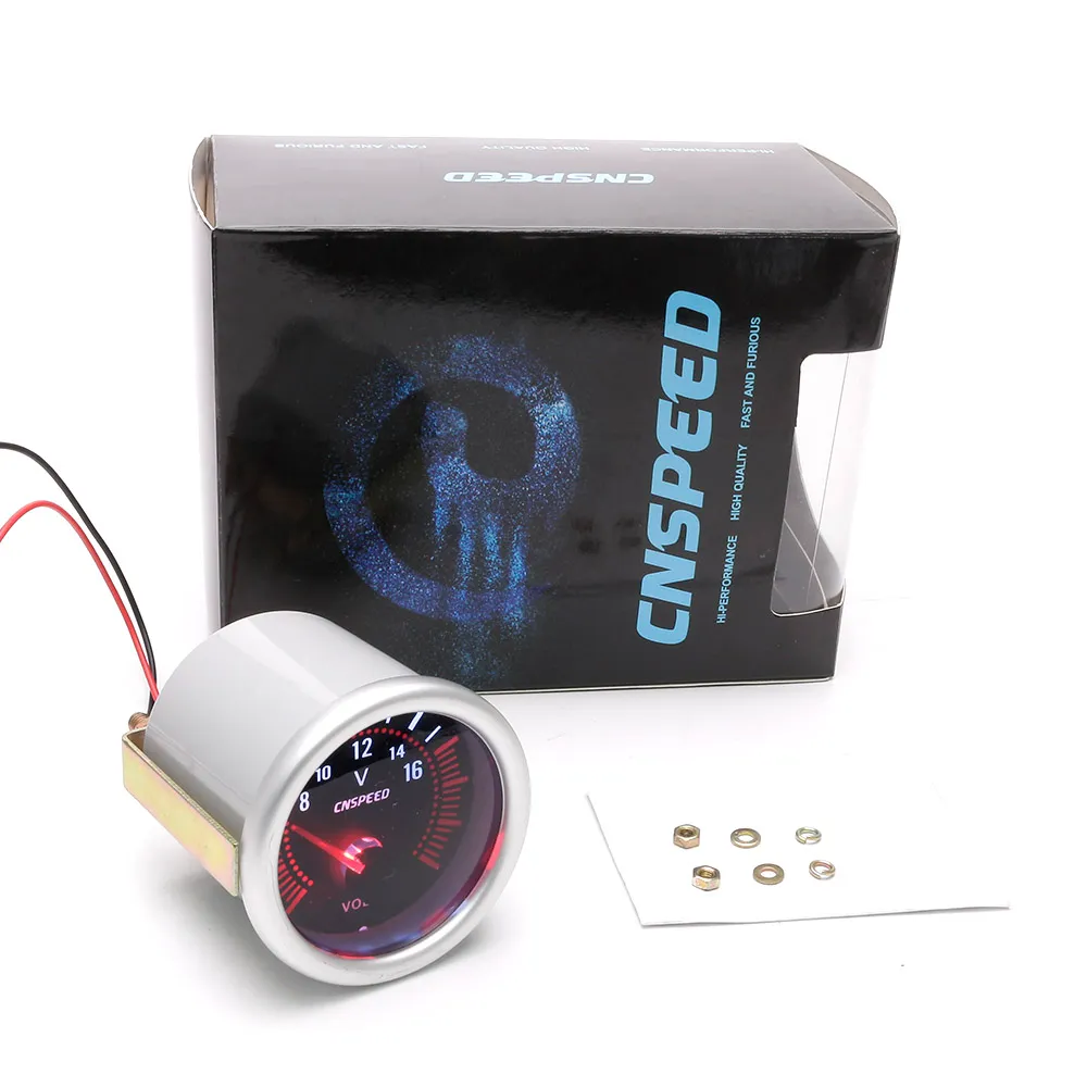 Cnspeed 52mm 범용 LED 연기 렌 8-16V 전압계 볼트 전압 게이지 미터