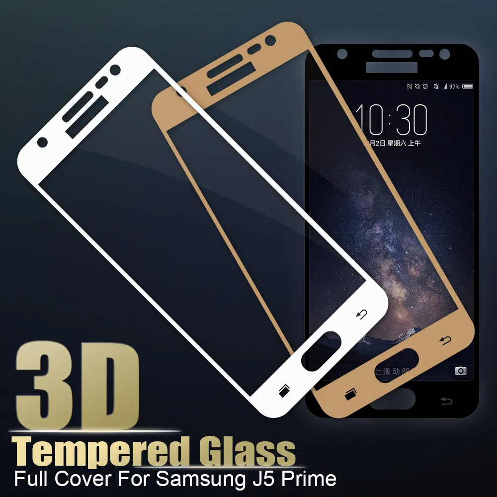 Verre trempé à couverture complète 3D pour Samsung Galaxy J2 J7 J5 SM-G532 G570 G610 Prime Glass 9H Film de protection plein écran Anti-éclatement