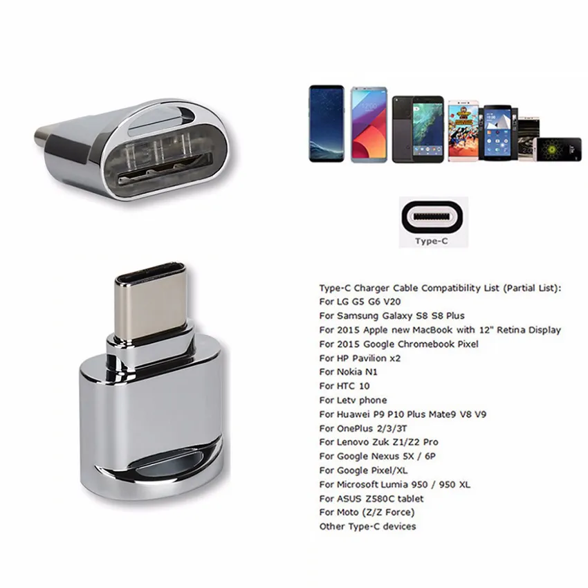 USB-C To SD/Micro SD Card Reader Adapter - OTG Compatible For Phones, Laptops & Tablets