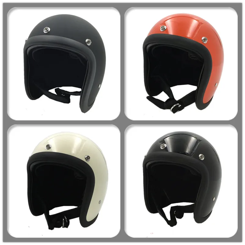 Motosiklet açık Yüz kask FRP Fiberglas 3/4 retro Vintage Motosiklet scooter sokak moto çapraz kasko güvenli koruyucu bisiklet bisiklet kask