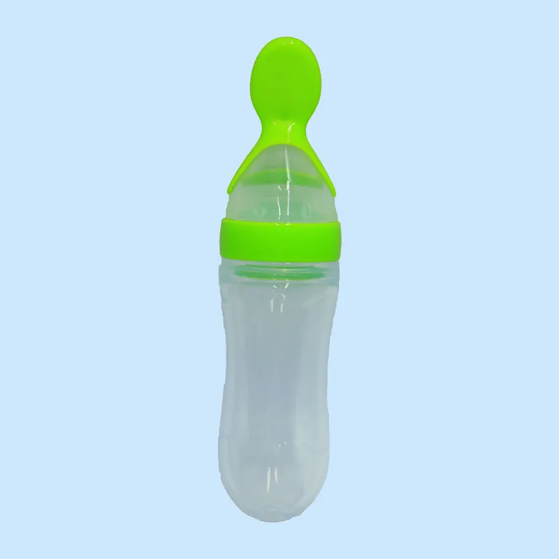 90 ml Biberon pour bébé avec tête de cuillère Bouteille en silicone Alimentation Complément alimentaire pour bébé Céréales de riz 5 couleurs Meilleure qualité C2485