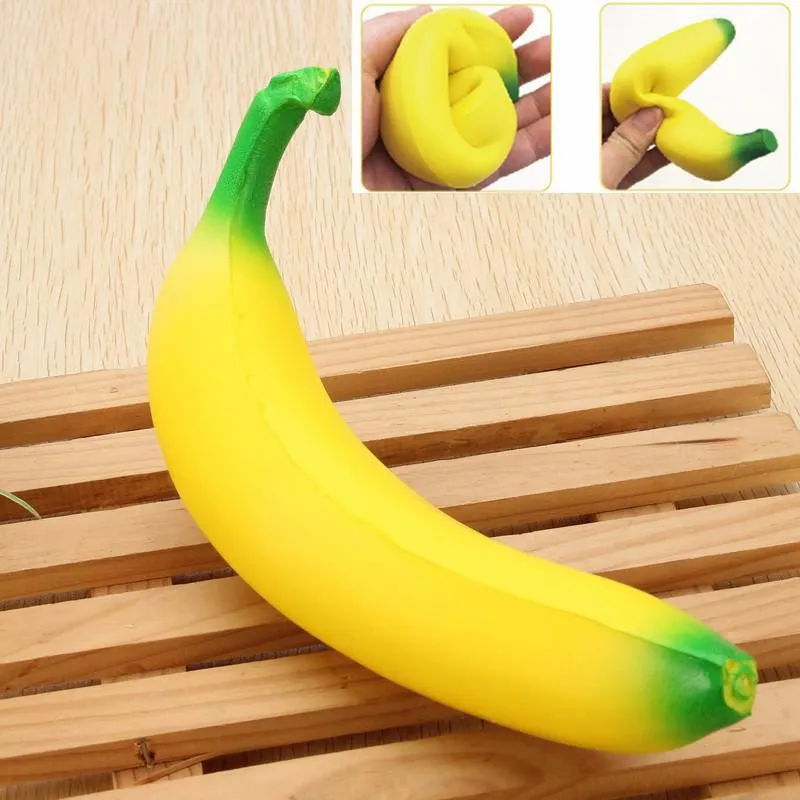 Squishy Banana 18cm żółty Squishy Super Squeeze powolny wzrost Kawaii Squishies imitacja chleba owocowego zabawka dla dzieci zabawka dekompresyjna