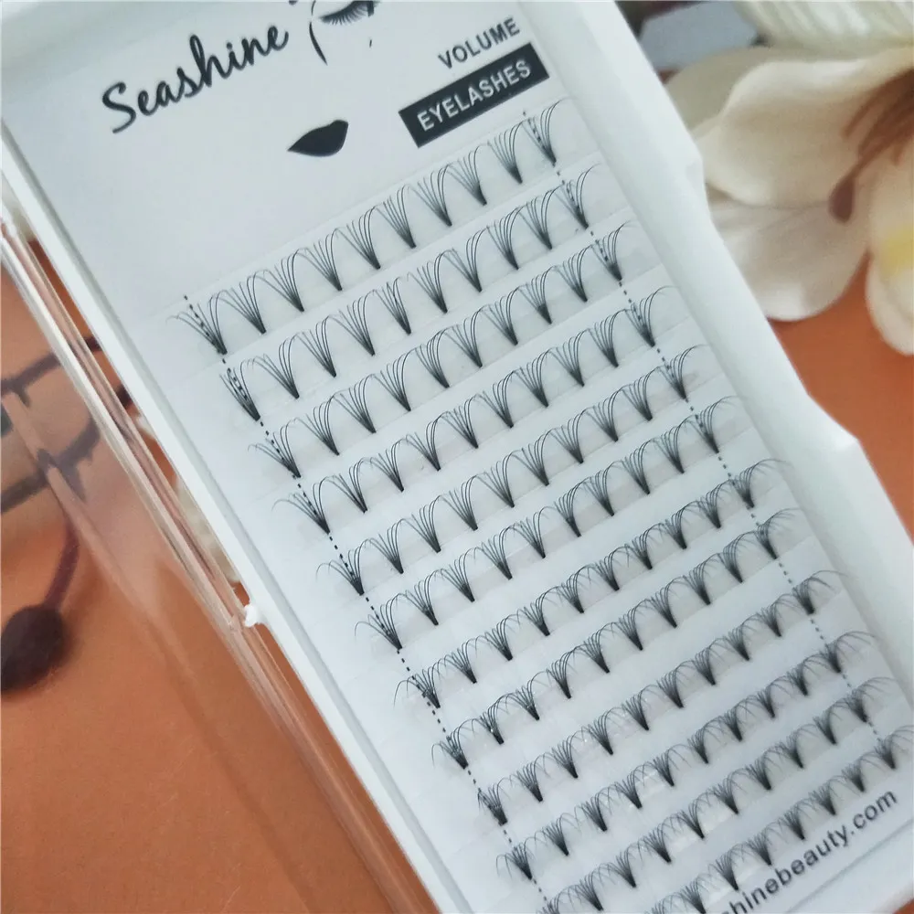 Seashine frete grátis 6D haste curta pré fanned olho cílios volume russo individual fabricante de extensão de cílios falsos