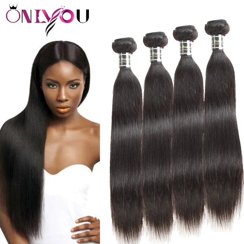 Onlyouhair Peruvian Remy Hair Bundles Straight Human Hair Weaves Cheap 8a Brazilian Virgin Hair Extensions Straight 4 Bundles Factory Deal