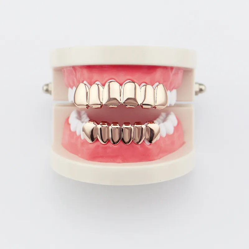 2022 6 Zähne Zähne Fangs Mode Gold plattiert Rhodium HipHop Zähne Grillz obere untere Rock Dentalgrillsets Halloween Requisis5300597