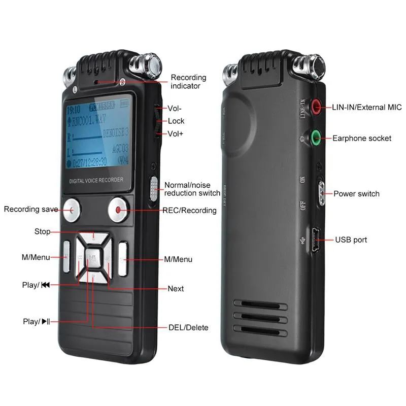 8GB Mini digital voice recorder Portable Lcd Display Digital Voice Recorder USB 2.0 U Disk voice recorder with MP3 Player