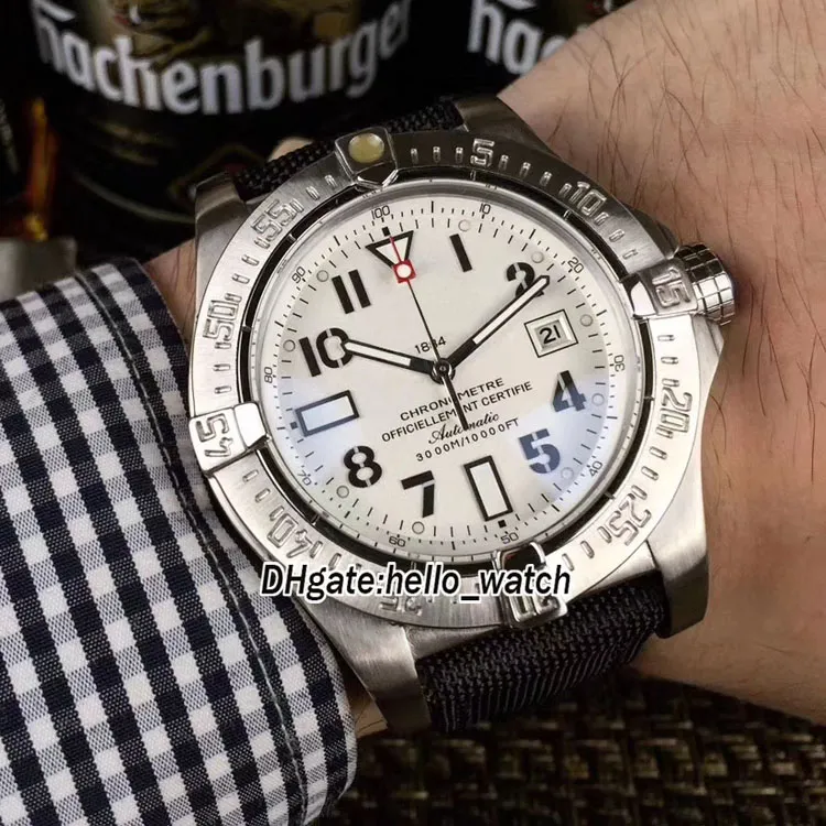 Günstige New II Seawolf A1733010 Automatik-Herrenuhr mit schwarzem Zifferblatt, silbernes Gehäuse, schwarzes Kautschukarmband, hochwertige Sport-Armbanduhren Hello_watch