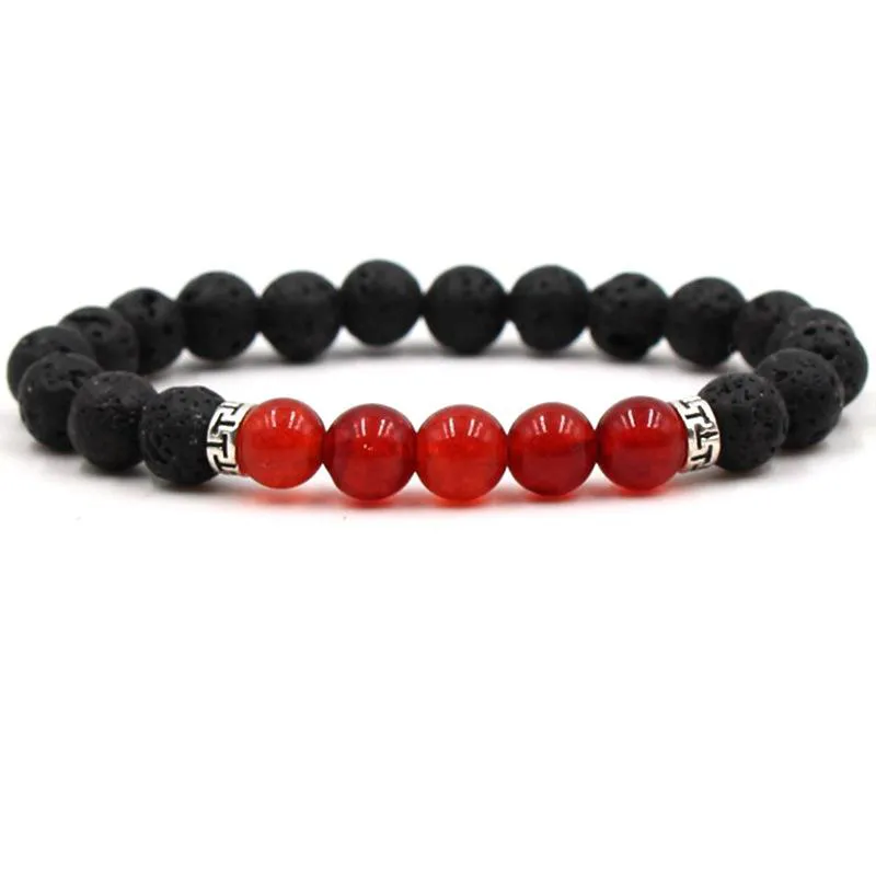 HOT Lava Stone Bracelets Tiger Eyes Perlé Bracelet Hommes Femmes Naturel Pierre Strands Bracelet Pour Bijoux De Mode Artisanat 8 MM Perles