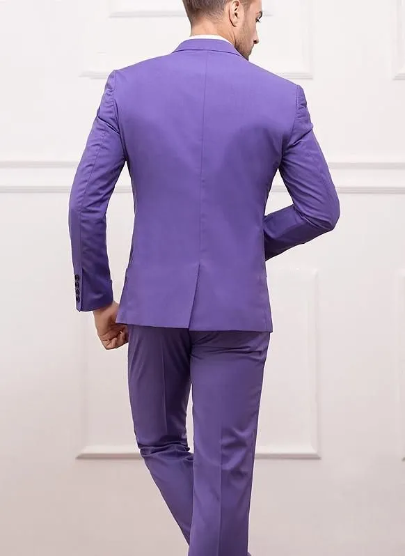 Beau smoking de marié violet coupe ajustée, magnifique costume de marié à un bouton pour hommes, costumes d'affaires formels pour dîner de bal veste + pantalon + cravate + gilet NO; 830