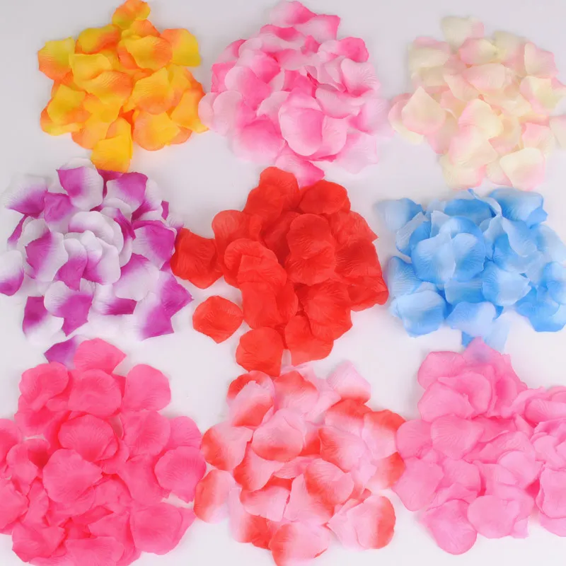 2000pcs / lot 5*5 cm Silk Rose Petals for Wedding Decoration Artificial Petals Wedding Confetti Party Event Decoration petalos Wedding Flowe