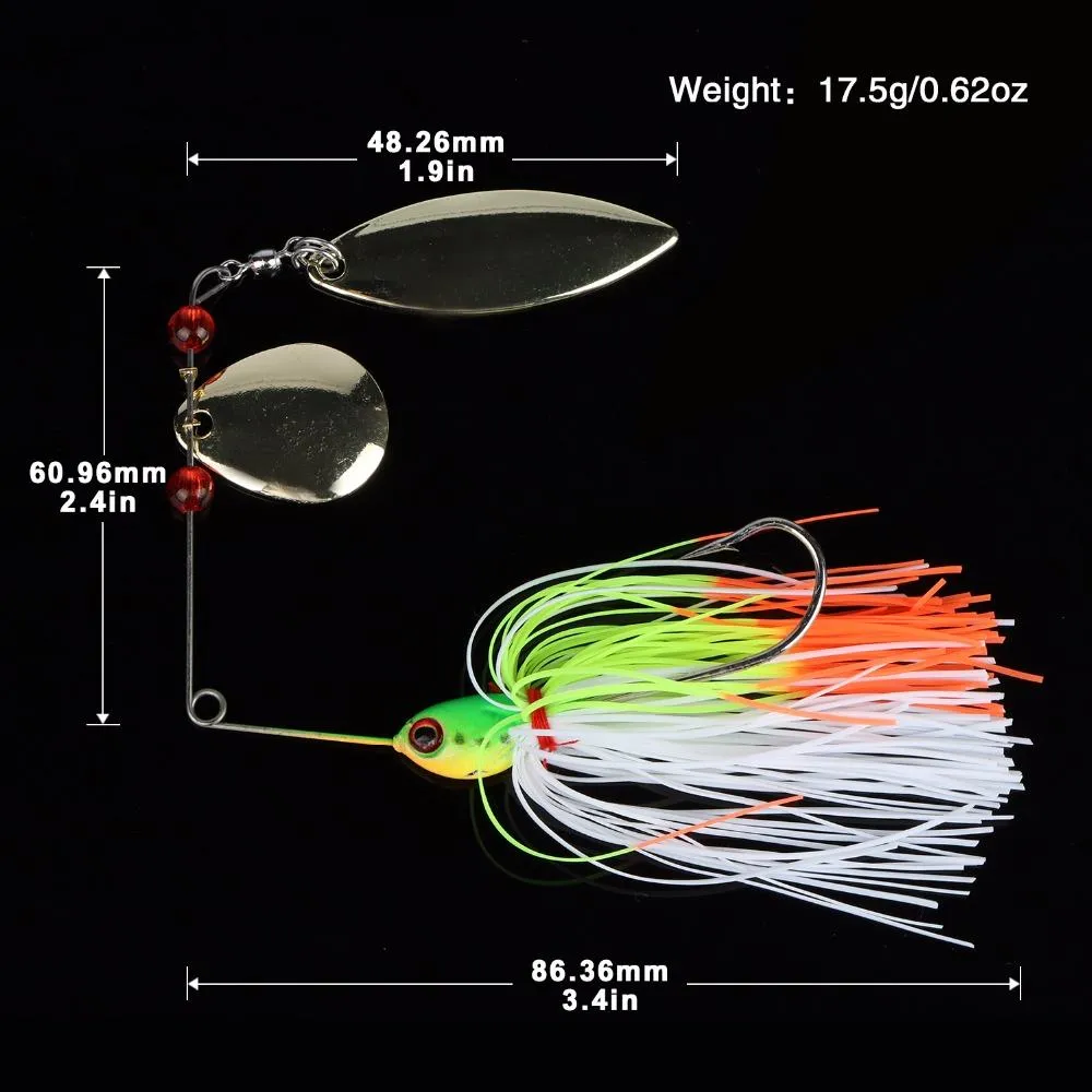 17.5g Spinnerbait Bass Fishing Lure Blade Skirt Metal Spoon Spinner Bait Rig Pike Carp Fishing