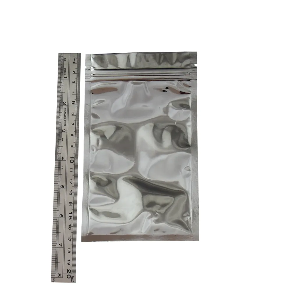 100 stycken 10 * 17.5cm CLEAR FRONT SILVER ALUMINIUM FOIL MYLAR PACKING BAGS RETAIL CLEAR PLASTIC ZIPPER ZIP LOCK Packaging Food Great Bag Pack