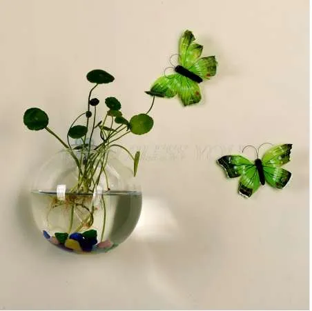 Jarrón de cristal Semicircular de 8CM para colgar en la pared, terrario hidropónico, tanques de peces en maceta, decoración del hogar para bodas, maceta para plantas y flores