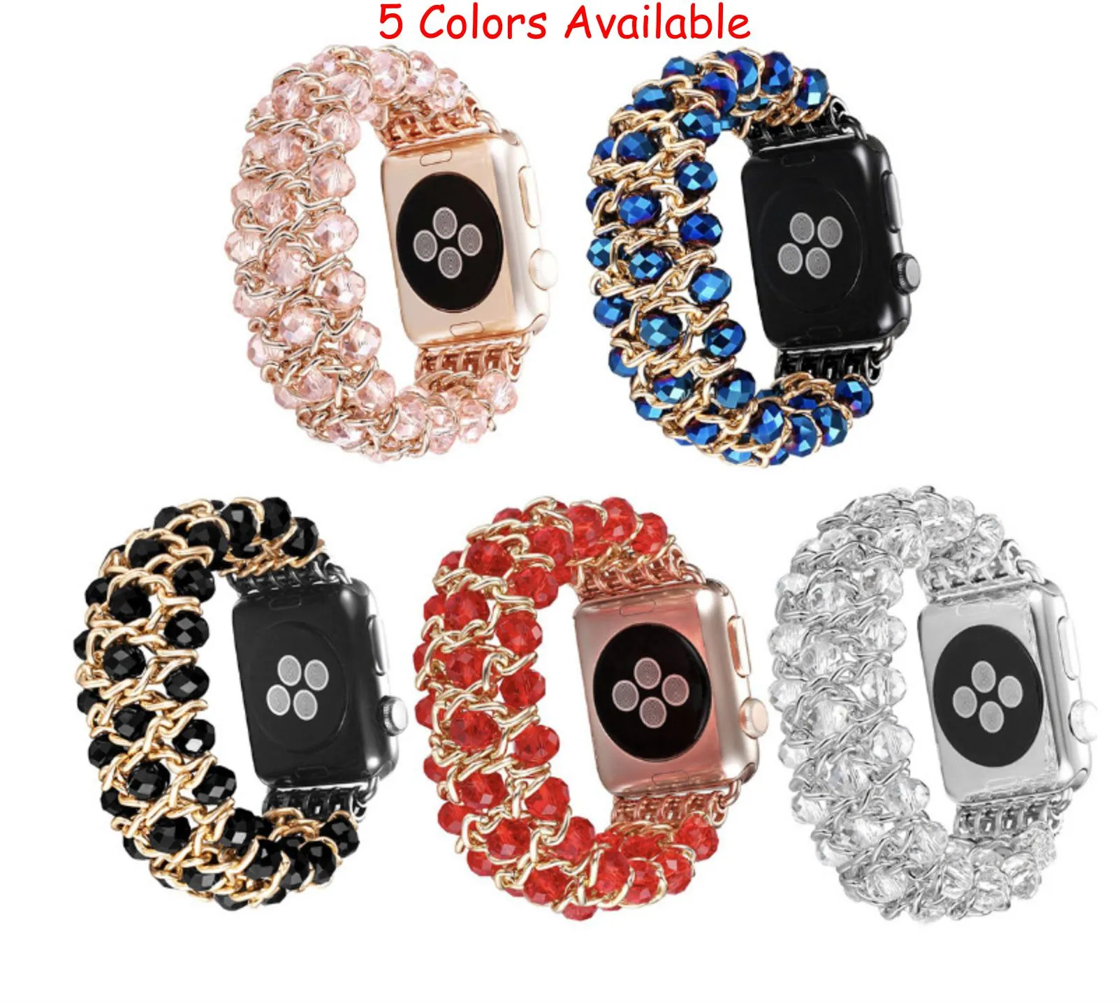 38mm 42mm Fashion Faux Crystal Stretch Elastische Strap Armband Band voor Apple Watch Series 1 2 3