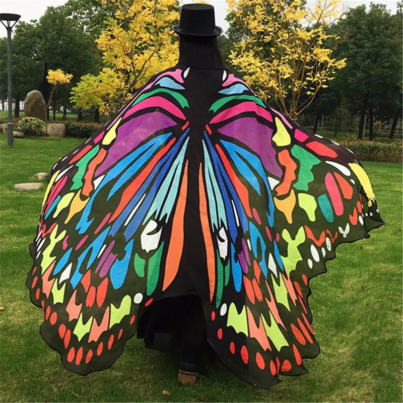 Женское крыло бабочки Большое сказочное плаще бикини прикрытие шифонового градиента пляжного прикрытия