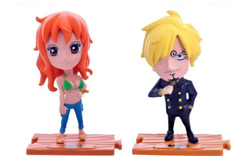 Версия Q Аниме One Piece ПВХ Фигурки Симпатичные мини-фигурки Игрушки Куклы Коллекция моделей Игрушка Brinquedos 10 шт. Набор Shippin2938