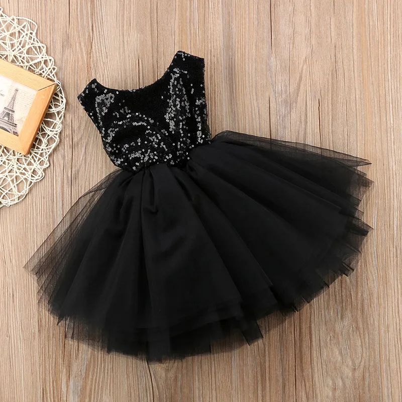 Tillbaka Hollow Out Little Girls Dresses Fashion Patchwork Online Shopping Princess Tulle Sequin Prom Dress 18032401