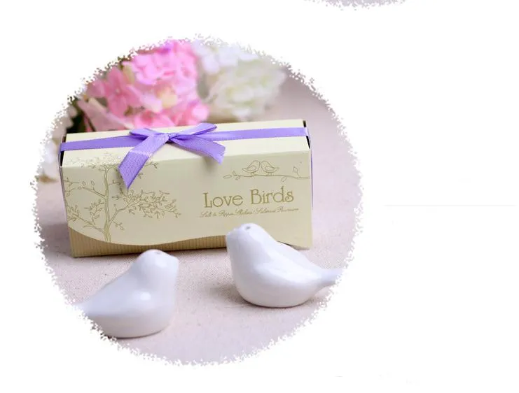 Ceramics Love Bird Salt And Pepper Shaker Wedding Gifts For Guests articulos de fiesta Wedding Souvenirs SN081