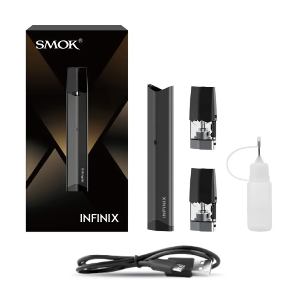 Rök Infinix Starter Kit Original Smoktech Inbyggd 250mAh Batteri och 2 ml POD Vape Patron Ecigarette Kits