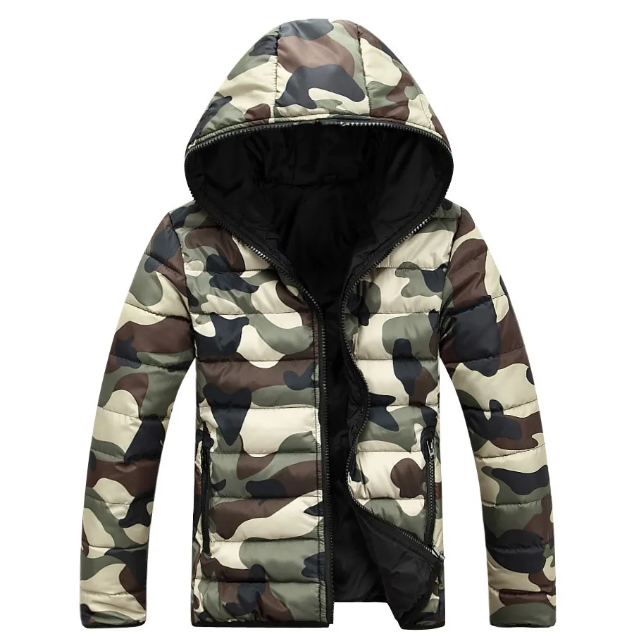 Camouflage Hiver Doudoune manteaux hommes 2018 hommes Doudoune Homme Hiver Marque avec capuche L18101103