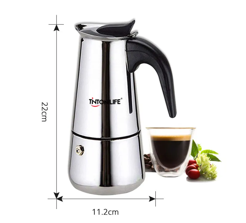 Cafetière Vente 2/4/6/9 Tasses En Acier Inoxydable Moka Espre sso Latte Percolateur Cuisinière Cafetière Pot