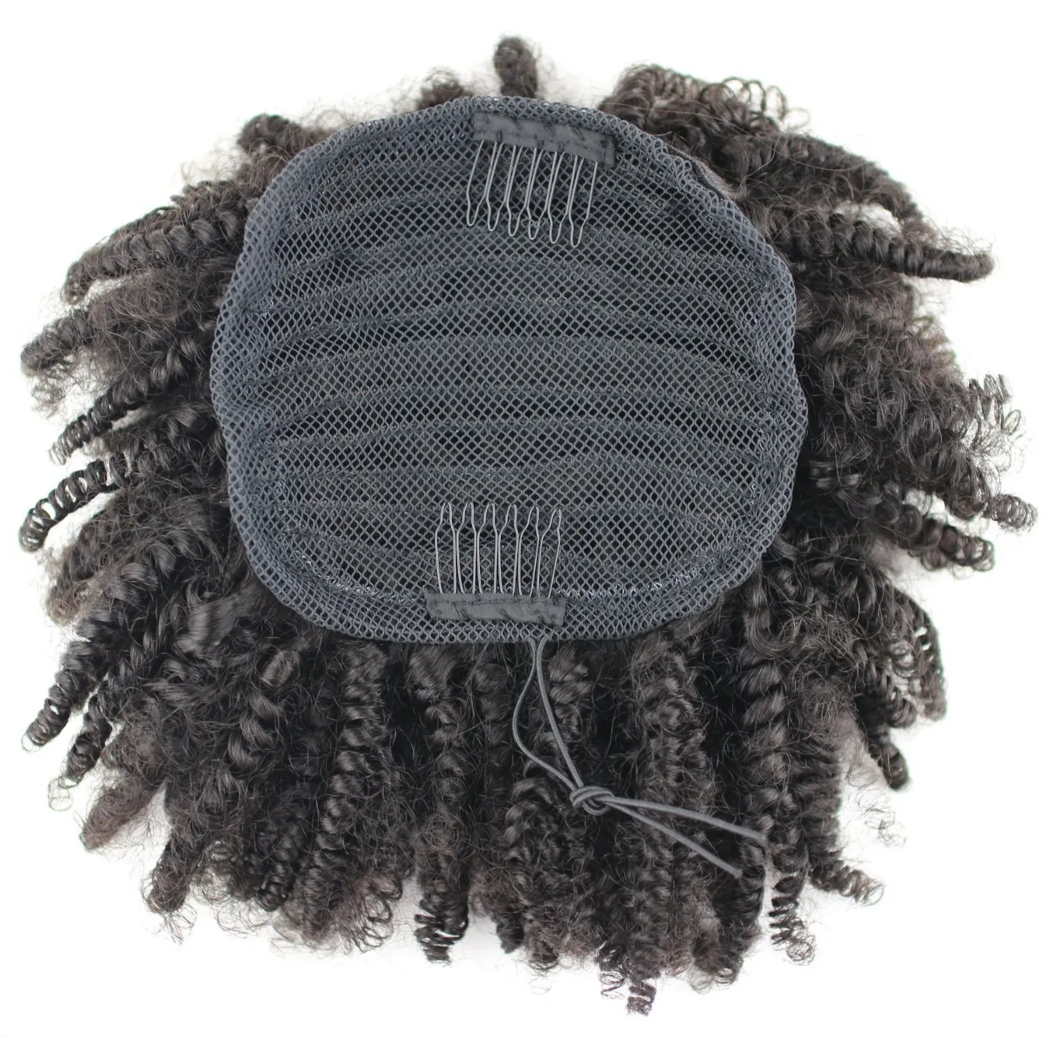 Court Haute Queue De Cheval Cheveux Humains Non Transformés Brésiliens Vierge Cheveux Crépus Bouclés Queue De Cheval Postiches 120g Afro Puff Queue De Cheval Pour Les Femmes Noires