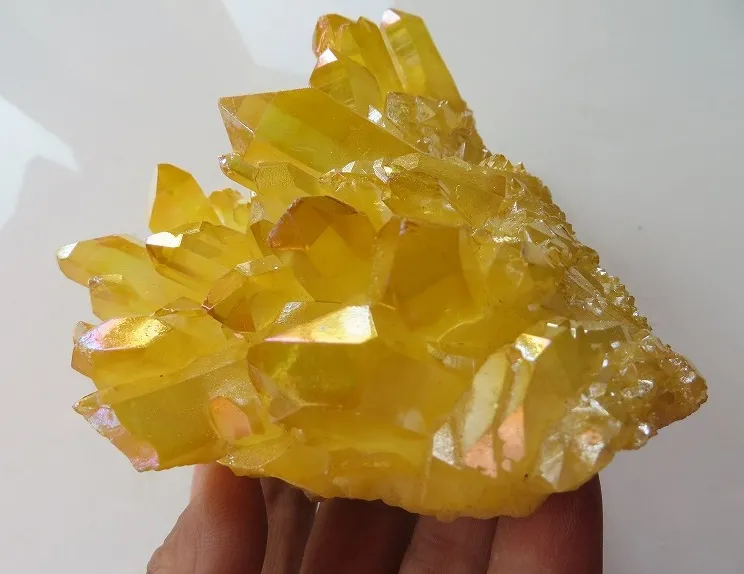 100-150g Coloré Aura Crystal Crystal Crystal Crystal Glectroplating Échantillon Spécimens Reiki Quartz Wand Point Naturel Druzy Améthyste Guérison Minéraux