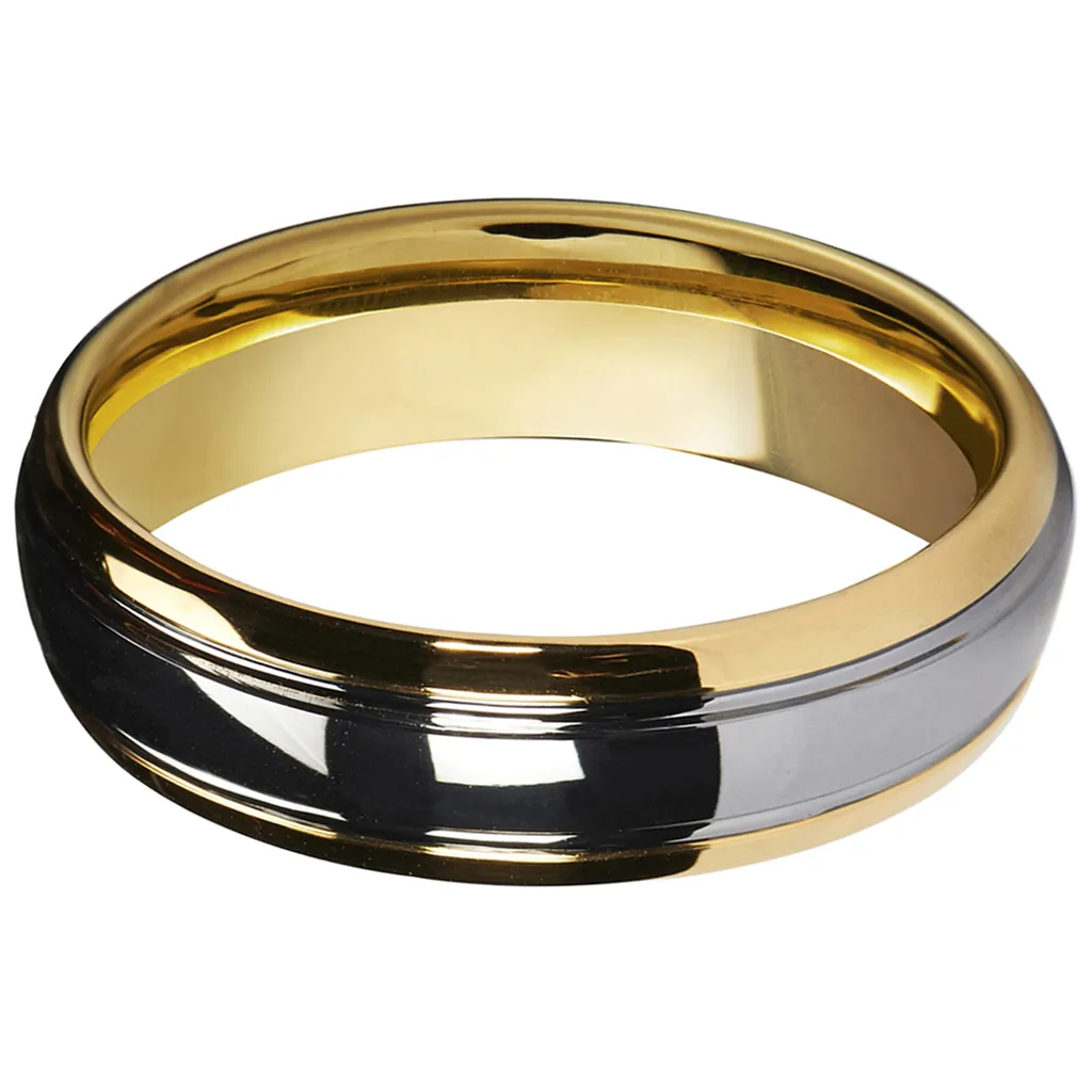 Tungsten Carbide Ring 6mm Dome Gold Silver Color Wedding Bands with High Polished Finish Couple Rings for Lovers2803