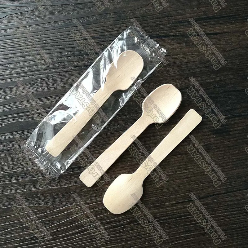 10094 #, 4 "pollici 10 cm Mini cucchiaio di legno rotondo Cucchiaino usa e getta Cucchiaini da caffè Posate per gelato Posate Confezione singola Confezione separata