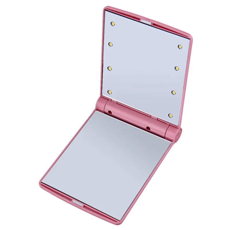 LED miroir maquillage cosmétique 8 LED lumières lampes pliant Compact Portable miroir de poche miroirs compacts J10394383782