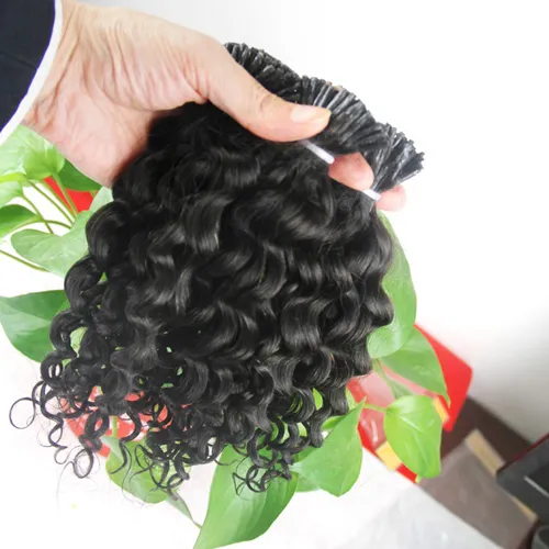 300g Kinky Curly Human Pre Bonded Fusion Hair I Tips Stick Keratin Dubbeldragen Remy Hair Extension 300s