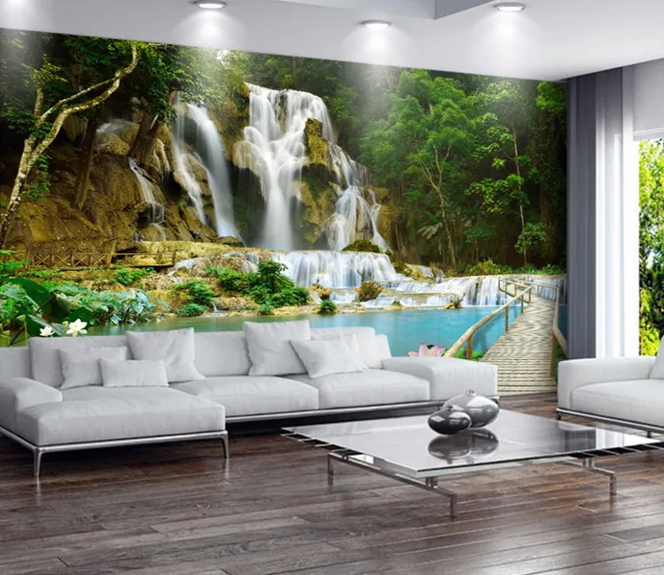 Custom Photo Waterfall Landscape 3D TV Background Photo Wallpaper Dormitorio en la sala Dormitorio personalizado Pared Mural Revestimiento de pared