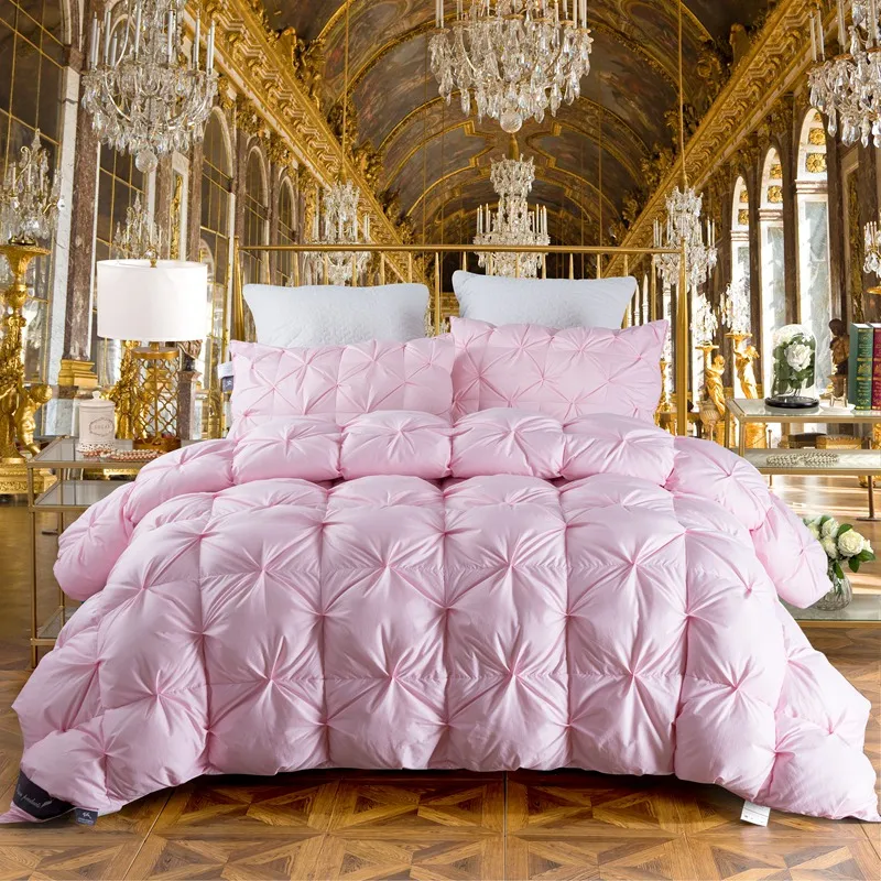 Wholesale- TUTUBIRD Winter / Duck Down Blanket Pink Warm Duvet Quilt Blanket Comforter Filler with King Queen Twin size