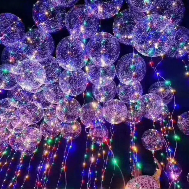 Runder Luftballon, mehrfarbig, mit Lichterkette, leuchtender Luftballon, 18 Zoll, LED, transparente Luftballons für Hochzeitsdekorationen