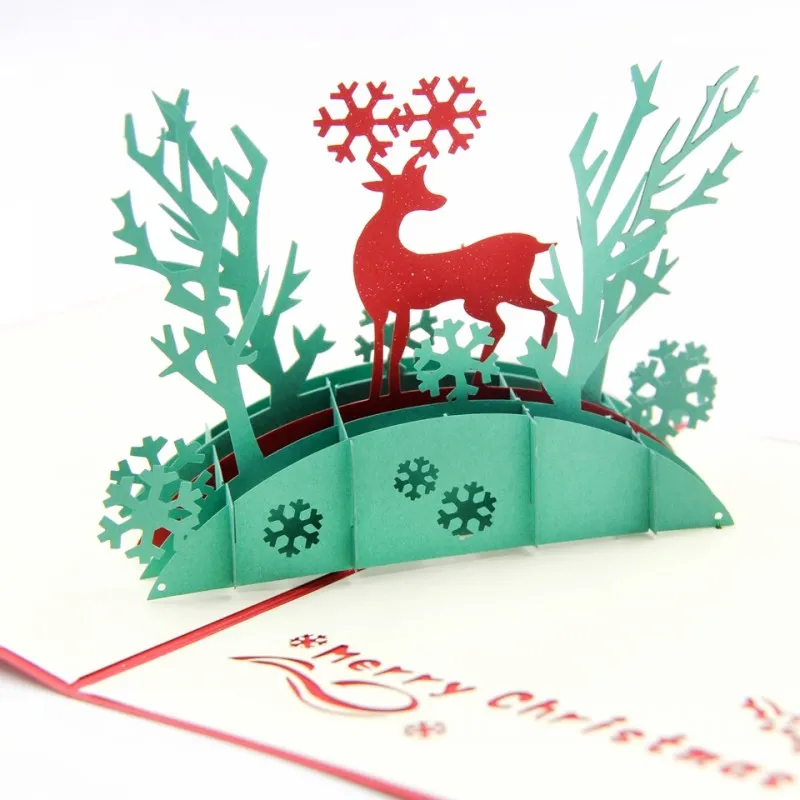 Cartes à thème de Noël Pop Up stéréoscopiques 3D créatives, Invitations faites à la main, artisanat en carton, fournitures de bénédiction de Festival de noël