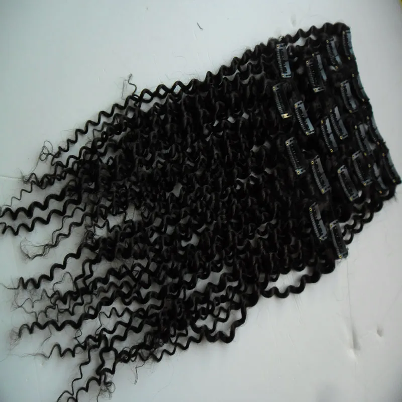 Clip in Hair Extensions 100g Kinky Krullend Clip Ins Weving Remy Haar Natuurlijke Braziliaanse Clip in Human Hair Extensions Full Head 9pcs / Set 100g