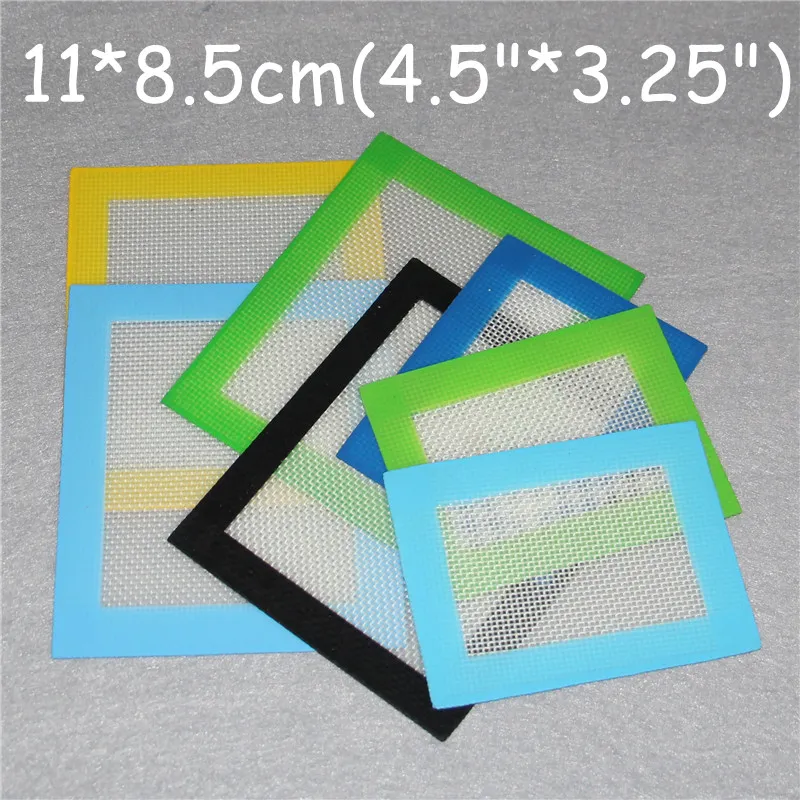 Silikonmattor Wax Non-stick Pads Silicon Dry Herb Mats 11 * 8.5cm Matkvalitet Bakning Mat Dabber Sheets Jars Dab Pad Green Blue Yellow