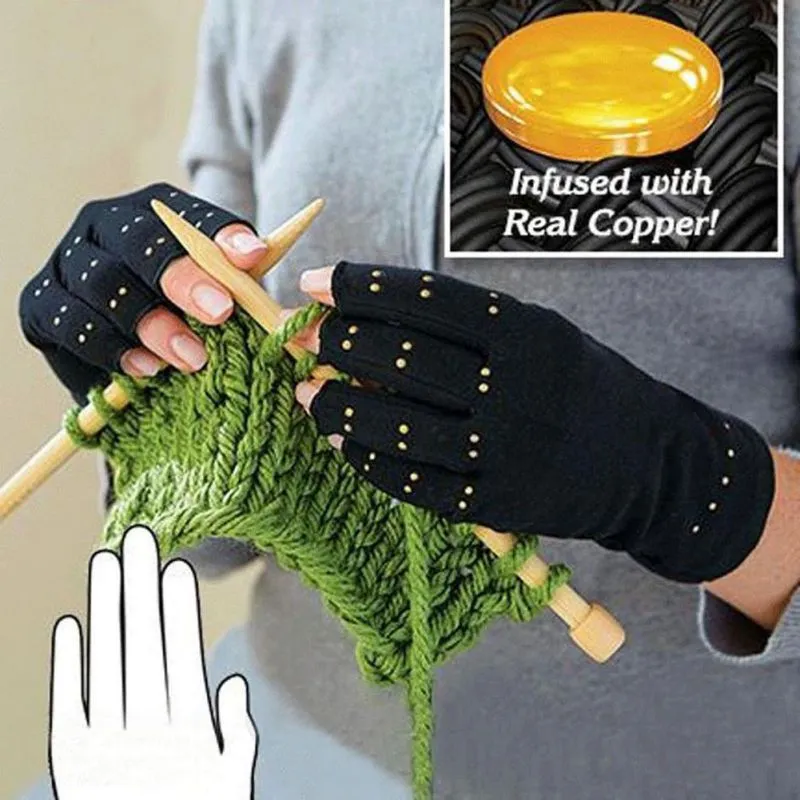 Men Women Unisex Circulation Half Finger Cycling Gloves Hands Arthritis Gloves Grip Copper Hands Arthritis Compression Gloves