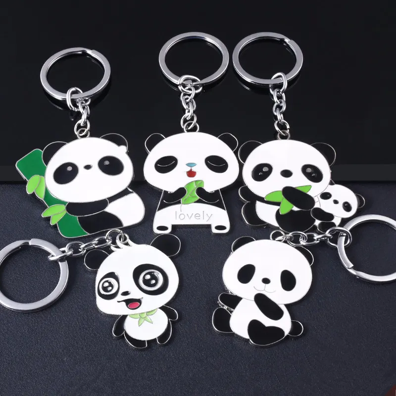 Bonito de Metal Animal Chinês Chaveiro Panda Anel Chave de Presente Acessórios de Jóias Liga de Zinco Chaveiros para Chaves Do Carro 2 pçs / lote