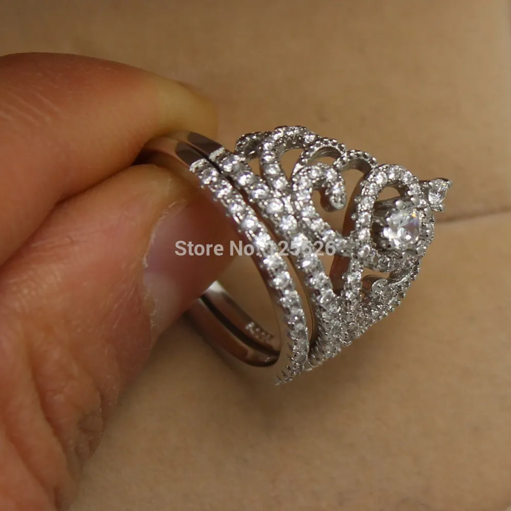 Choucong Superbe couronne Set Stone 5a Zircon Stone 925 STERLING SIRGE MARIAD BAND RING Set SZ 5-11 GRATUITE