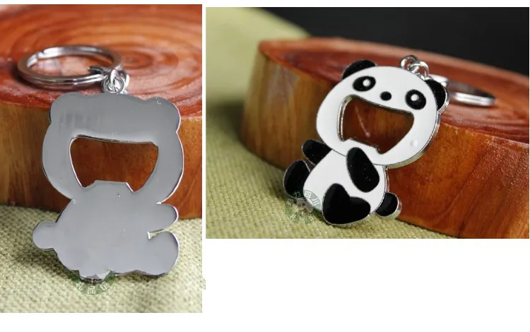 Porte-clés Panda en métal mignon, ouvre-bouteille, accessoires de bijoux, breloques en alliage de Zinc, pendentif, cadeau ethnique, 2 pièces