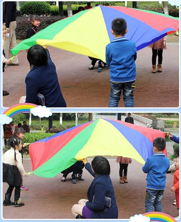 2m 78inch Child Kid Sports Development Outdoor Rainbow Umbrella Parachute Toy Jumpsack Ballute Play Parachute Promotion9490503